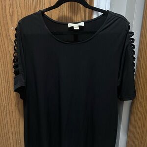 Michael Kors Black Short Sleeve Top with Cutout Details